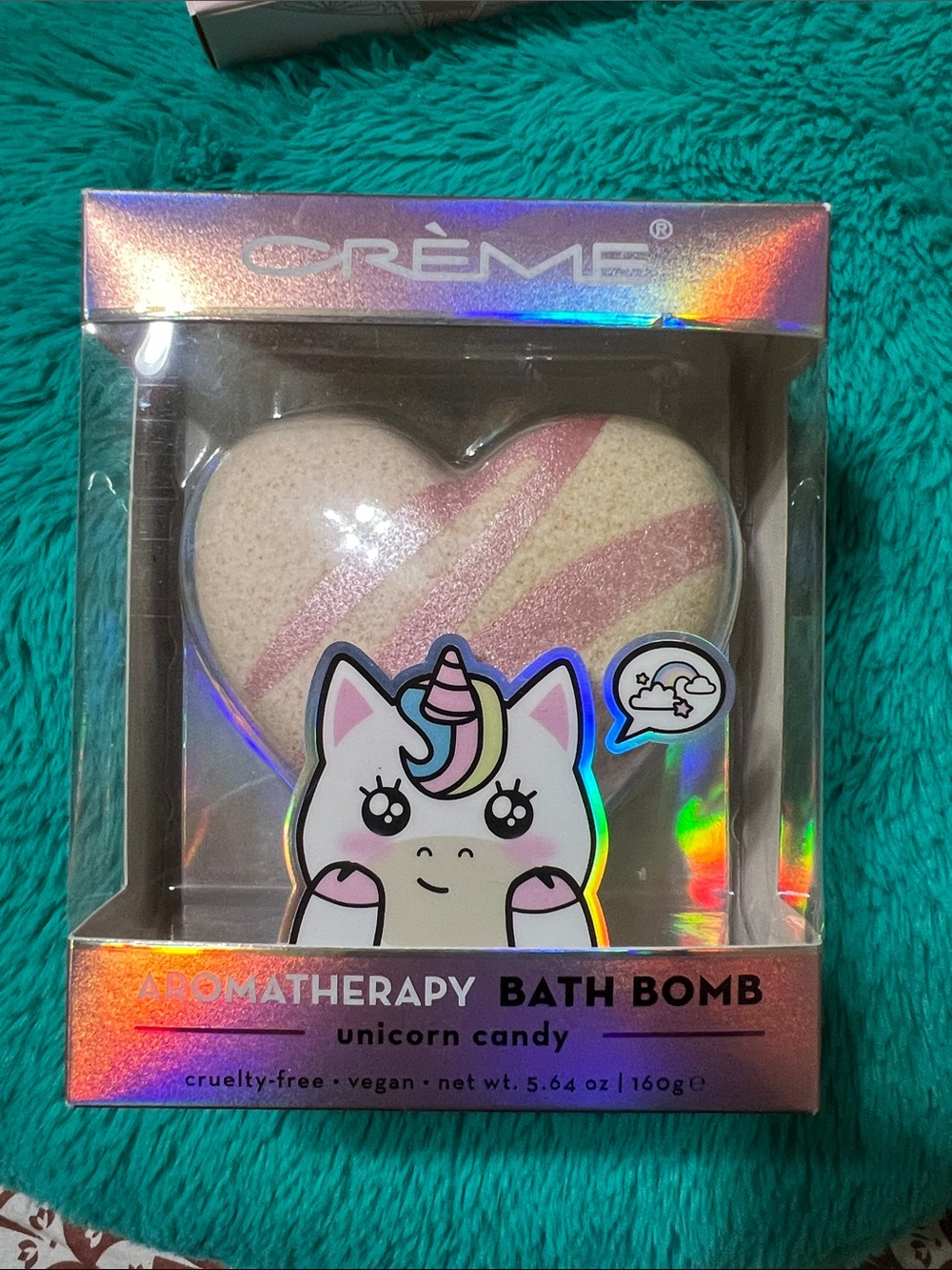 Unicorn Candy Heart Aromatherapy Bath Bomb - Pink & Cream